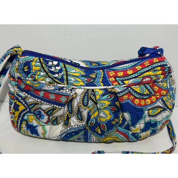 Vera Bradley MARINA PAISLEY Mini Crossbody Handbag Quilted White Blue Floral - Picture 2 of 5